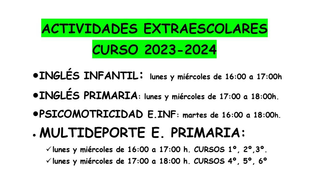 ACTIVIDADES EXTRAESCOLARES  CURSO 2023-2024