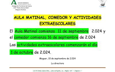 COMIENZO DE LOS SERVICIOS DEL PAC 24-25