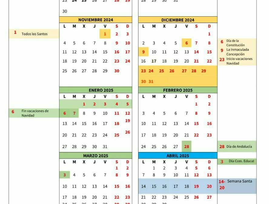 CALENDARIO del curso escolar 2024/25