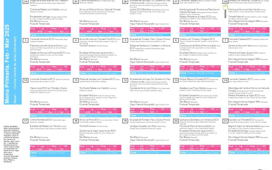 MENÚ del COMEDOR: 24 Feb.-25 Marz.