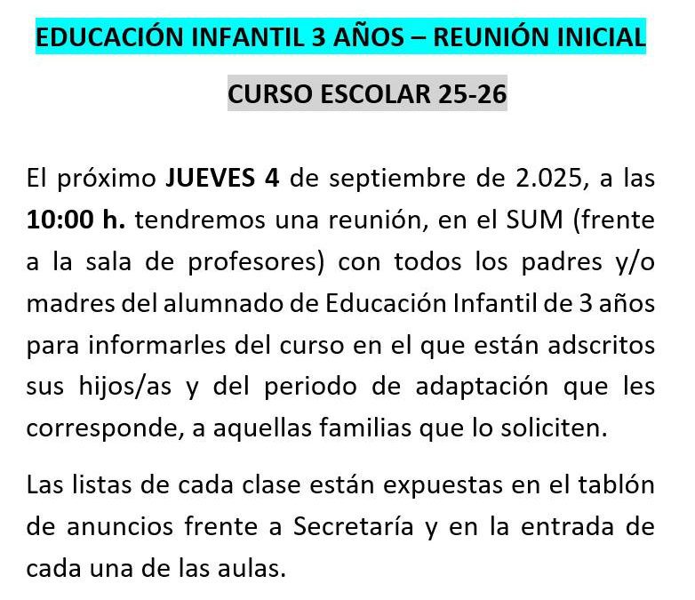 REUNIÓN DE TRES AÑOS curso 2025/26
